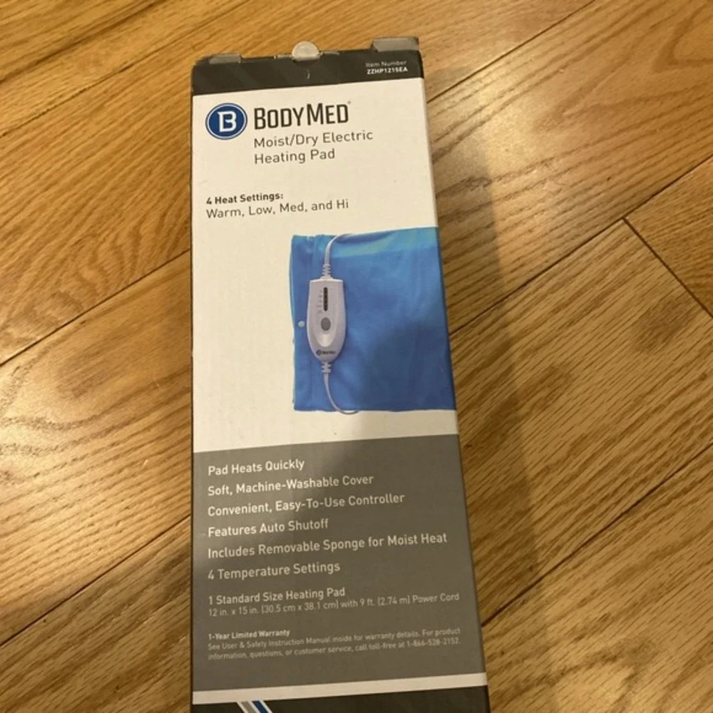 BodyMed Moist/Dry Electric Heating Pad‎ 4 Heat Setting Warm, Low, Med and Hi New